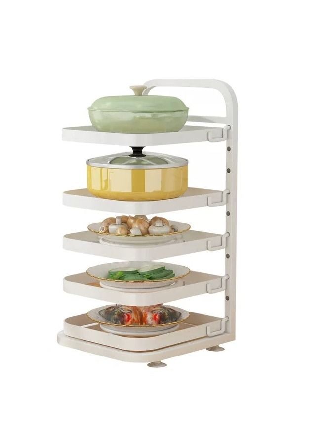 fashionhome 5-Layer Kitchen Food Storage Shelf Multifunctional Foldable Side Dishes Tray Organizer  - Image 3