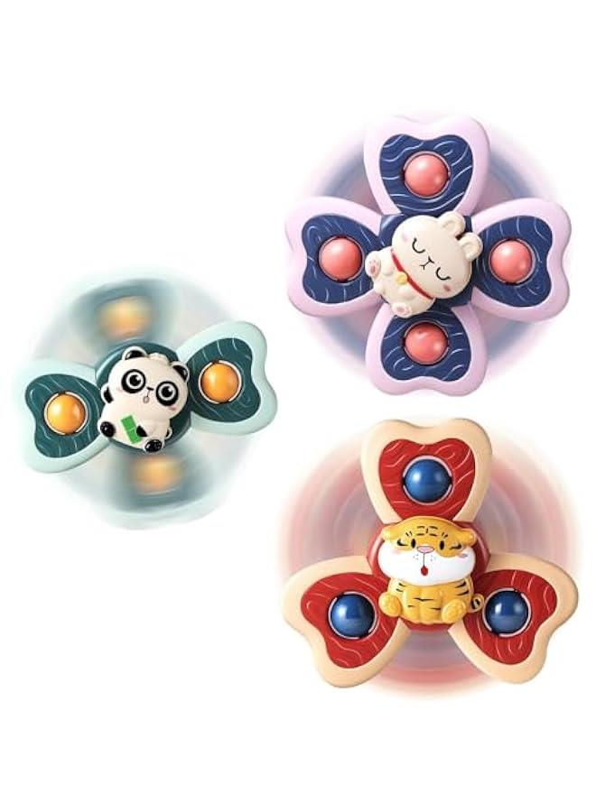 3PCS Suction Cup Spinner Toys for 1 Year Old Boy Girl|Spinning Top Baby Toys 12 18 Months|1 2 Year Old Boy Birthday Gift|Baby Bath Toys for Kids Ages 1-3|Sensory Toys for Toddlers 1-3 - Image 1