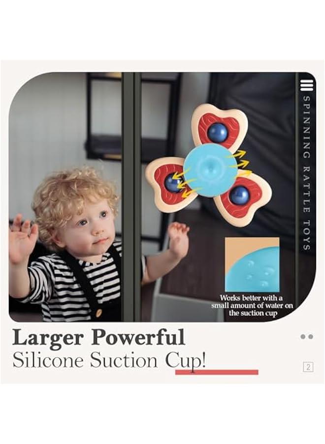 3PCS Suction Cup Spinner Toys for 1 Year Old Boy Girl|Spinning Top Baby Toys 12 18 Months|1 2 Year Old Boy Birthday Gift|Baby Bath Toys for Kids Ages 1-3|Sensory Toys for Toddlers 1-3 - Image 2