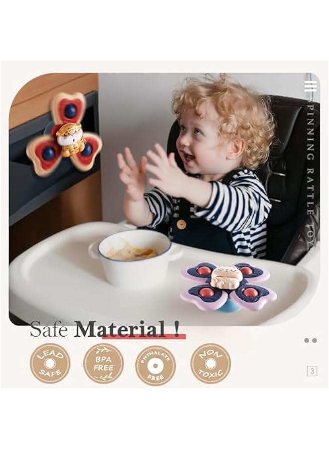 3PCS Suction Cup Spinner Toys for 1 Year Old Boy Girl|Spinning Top Baby Toys 12 18 Months|1 2 Year Old Boy Birthday Gift|Baby Bath Toys for Kids Ages 1-3|Sensory Toys for Toddlers 1-3 - Image 3