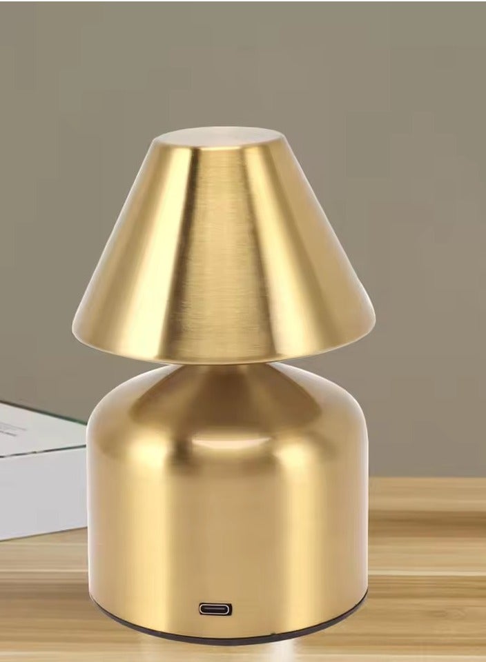 Modern LED Desk Lamp – Rechargeable Gold Metal Light, Portable & Touch-Control for Home & Office - Image 1