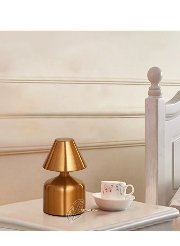 Modern LED Desk Lamp – Rechargeable Gold Metal Light, Portable & Touch-Control for Home & Office - Image 2