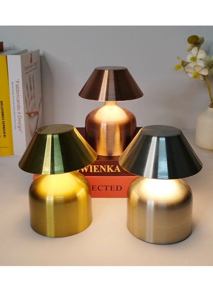 Modern LED Desk Lamp – Rechargeable Gold Metal Light, Portable & Touch-Control for Home & Office - Image 3