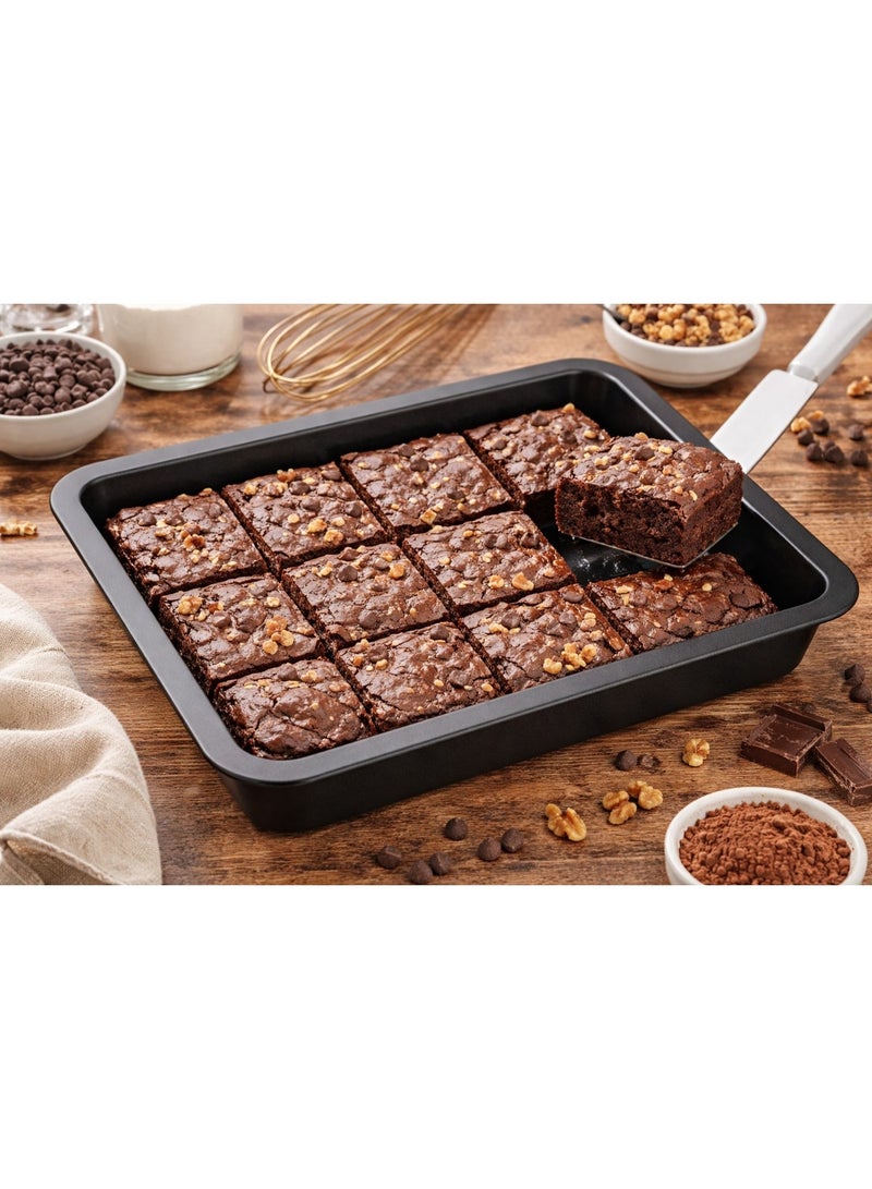 vsell24 Non-Stick Square Baking Tray Inch – Deep Cake Mold & Pizza Pan for Oven | Durable Carbon Steel Baking Dish 32x22x5cm Black - Image 1