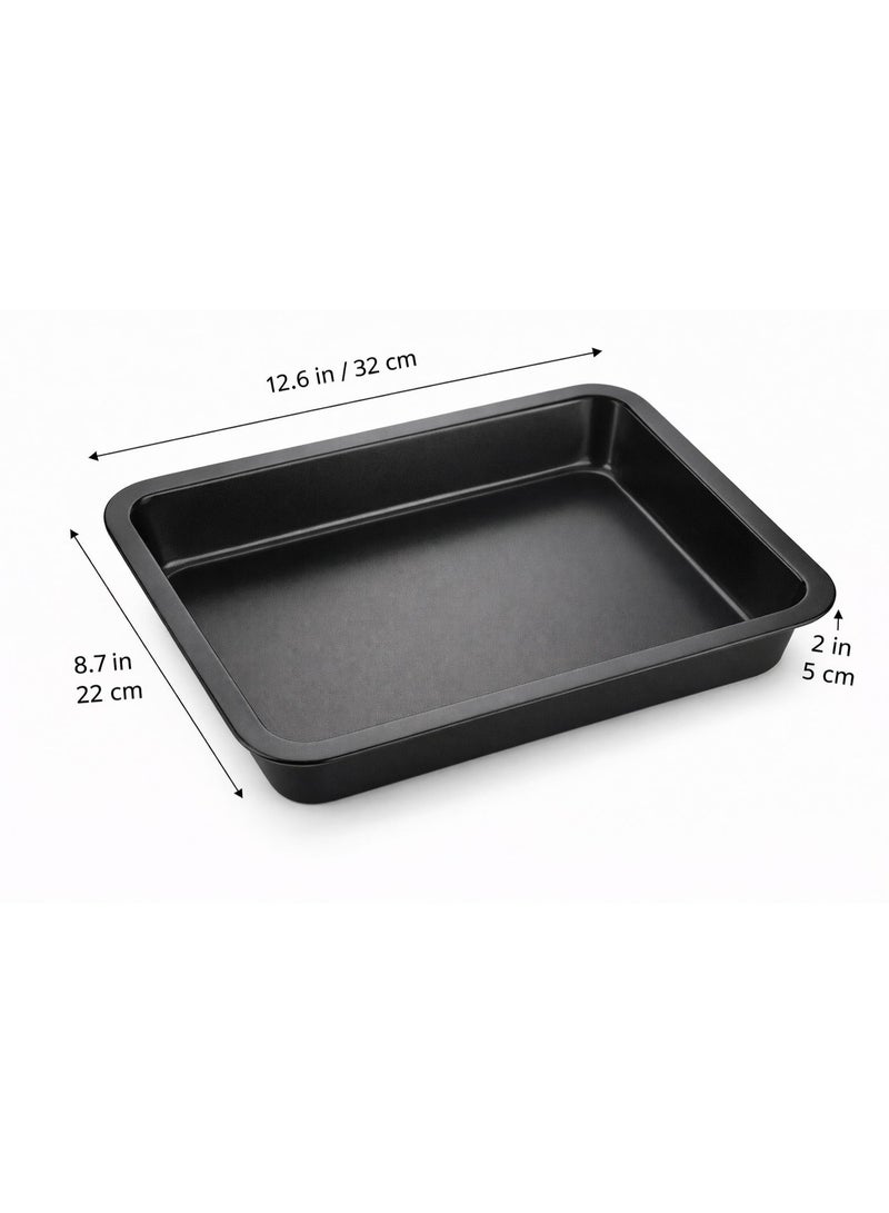 vsell24 Non-Stick Square Baking Tray Inch – Deep Cake Mold & Pizza Pan for Oven | Durable Carbon Steel Baking Dish 32x22x5cm Black - Image 3