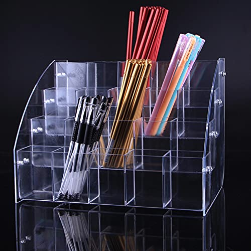 aoory Clear Acrylic Pen Holder Stationery Store Storage Brush Case Clear Display Stand Desktop Writing Pot Writing Pencil Organiser - Image 3