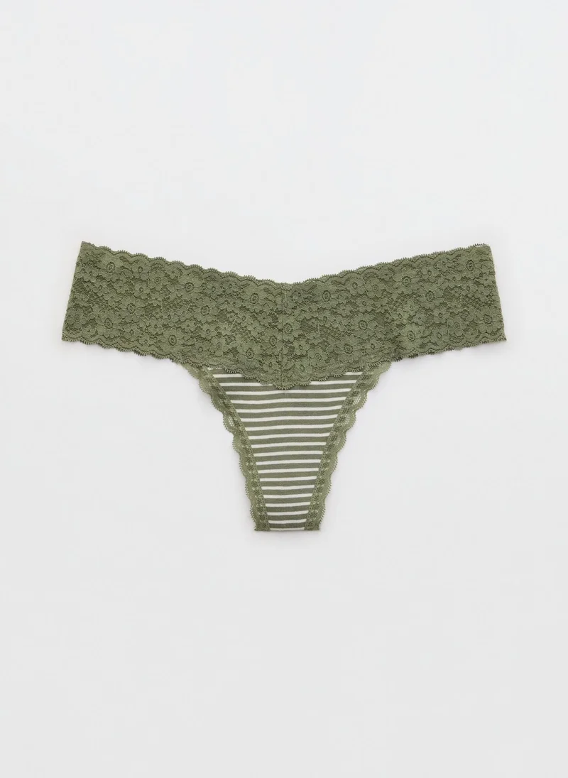 Aerie Superchill Vintage Lace Cotton Thong Briefs