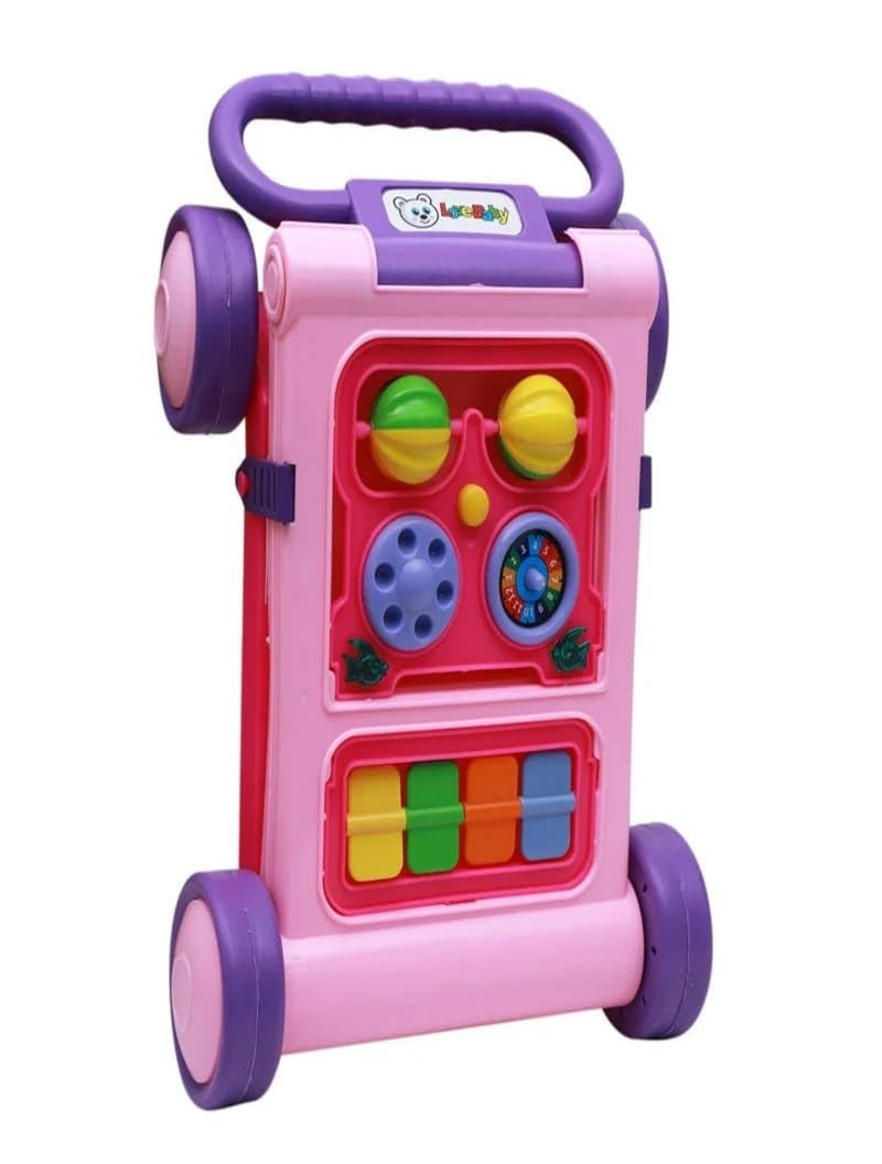 JoyRide Musical Folding Baby Activity Push Walker with Flipping Doors, Turning Gears, and Spinning Panels 4 Colors, Non-Toxic Plastic, Boys Girls 9-18 Months (Pink) - Image 5