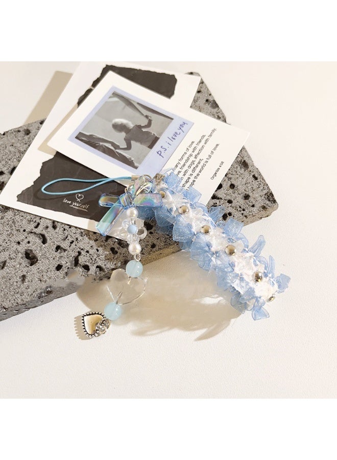 NIBEMINENT Phone Charm/ Chain Strap for Women Girls, Cat's Paw Heart With Colorful Ribbons Cell Phone Case Lanyard Wrist Strap - Image 1