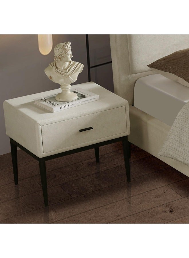 Home Canvas KYOTO Bedside Table with Drawer & Powder-Coated Tapered Legss  - Image 1