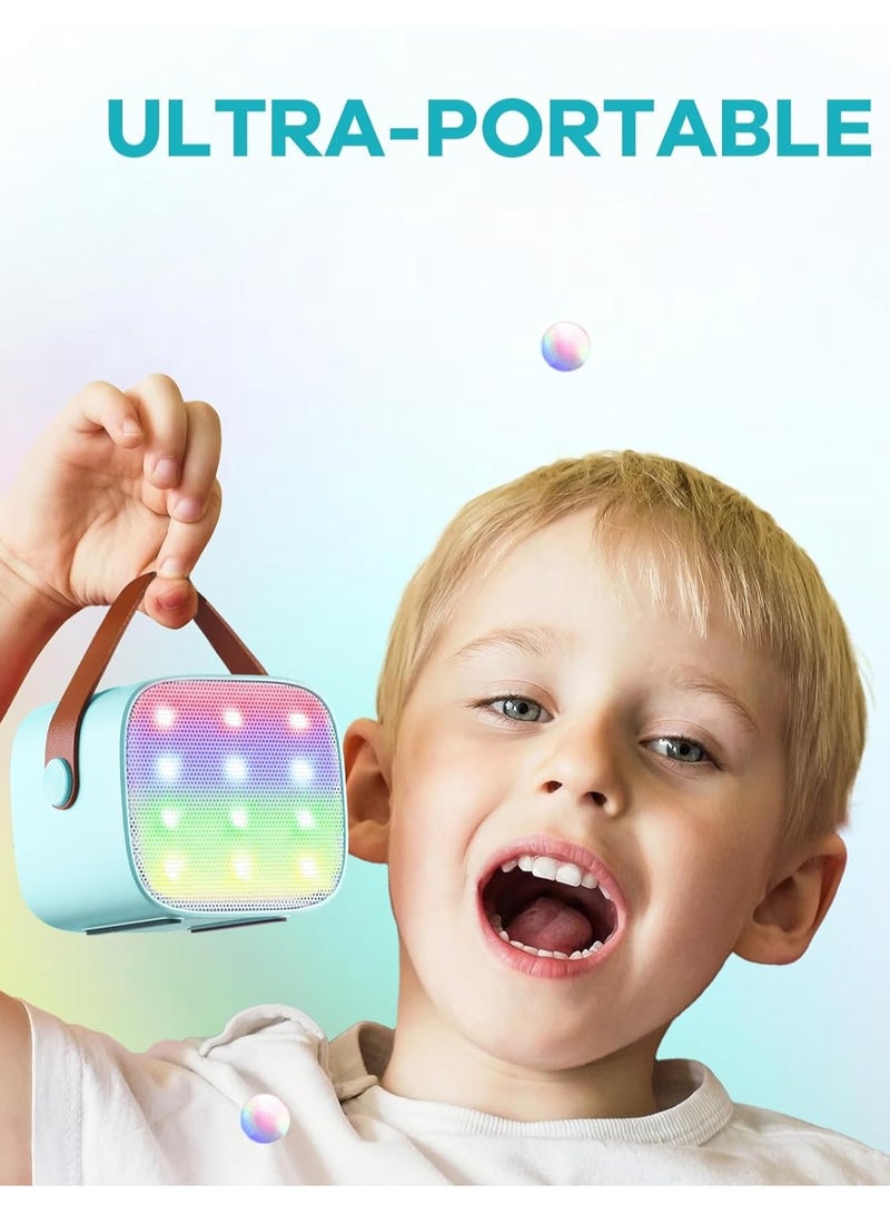 Colorful karaoke sound system, Karaoke Machine for Kids and Adults, Portable Mini Bluetooth Speaker with 2 Wireless Microphone, Christmas Gift Toys with Colorful Lights (Blue 2 Microphone)  - Image 4