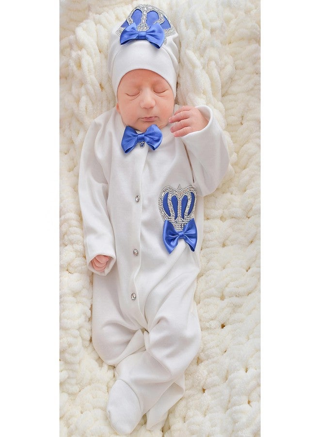 Lilax Baby Boy Newborn Crown Jewels Layette 3 Piece Gift Set 0-3 Months Royal Blue - Image 2