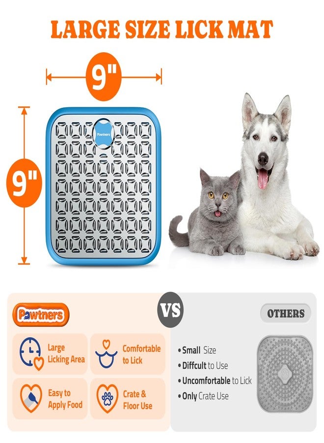 Pawtners Stainless Steel Lick Mat for Dogs & Cats, Chew Proof Dog Slow Feeder Mat for for Calm Feeding & Anxiety Relief, 2 Pack, Blue - Image 2