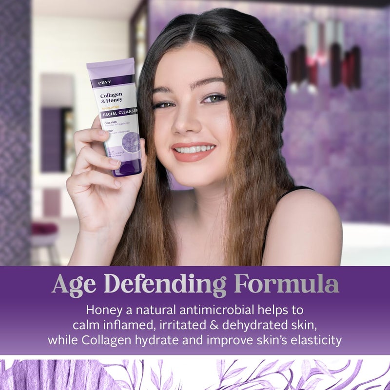 Envy Facial Cleanser with Collagen & Honey - Reduces Fine Lines, Wrinkles & Hydrating - Clean, Cruelty-Free Korean Skin Care for All Skin Types - Dermatologist Tested - 6.76 oz - Image 3