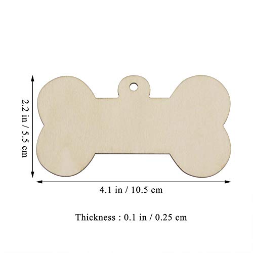 JANOU 24pcs Bone Shaped Wooden Cutouts Unfinished Wood Dog Bone Wood DIY Craft Embellishments Tags Ornaments Decoration with Ropes, 4.1x2.2 in - Image 2
