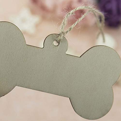 JANOU 24pcs Bone Shaped Wooden Cutouts Unfinished Wood Dog Bone Wood DIY Craft Embellishments Tags Ornaments Decoration with Ropes, 4.1x2.2 in - Image 3