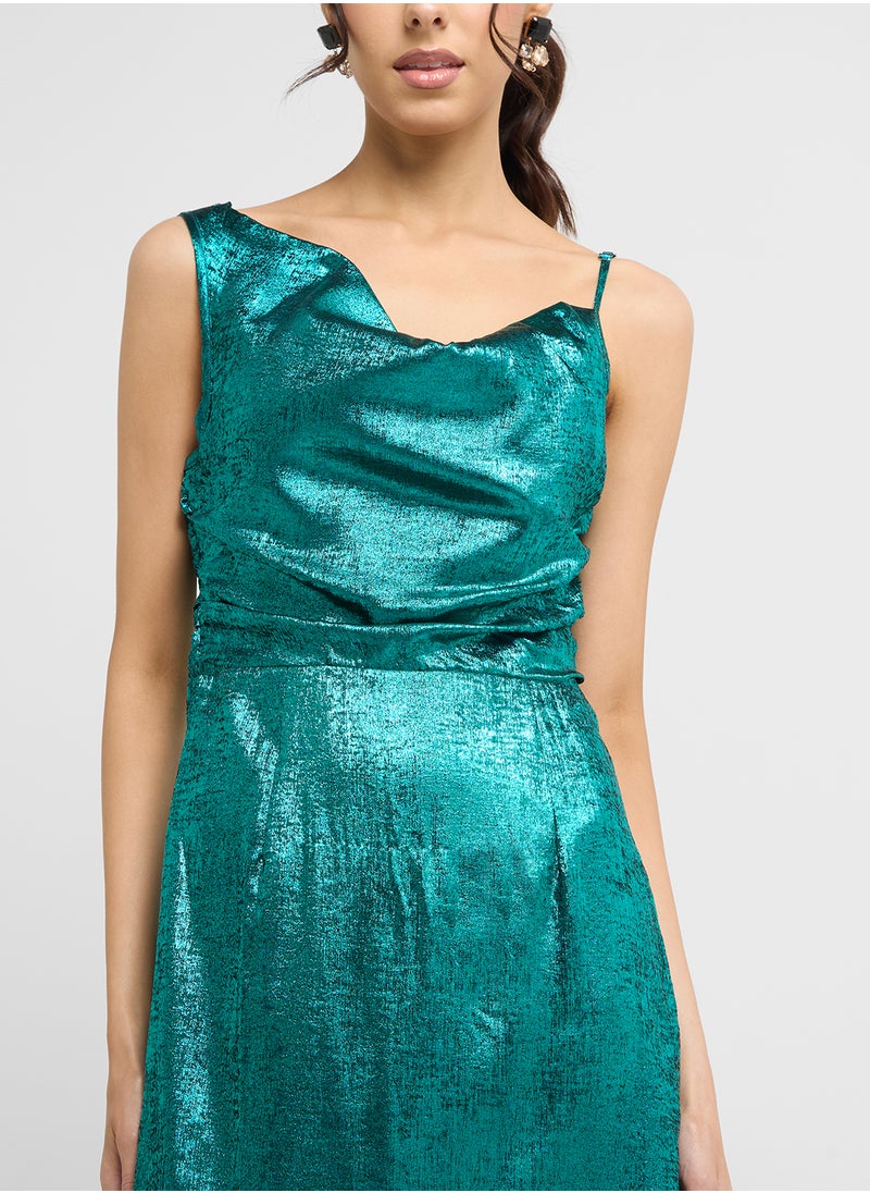 ELLA One Shoulder Shimmer Dress  - Image 3
