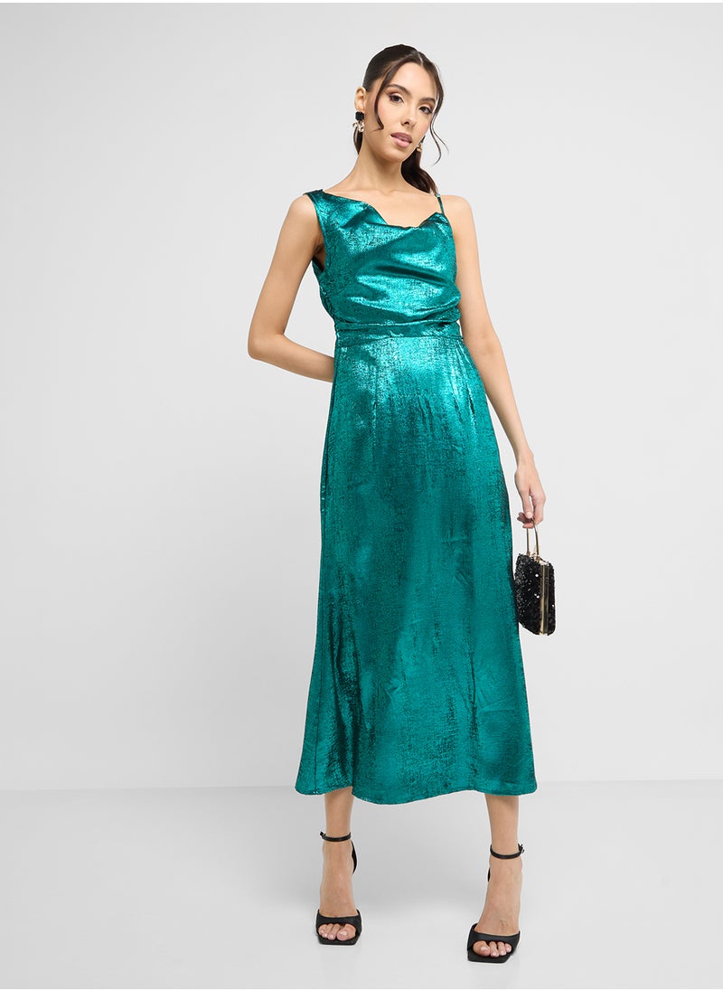 ELLA One Shoulder Shimmer Dress  - Image 4