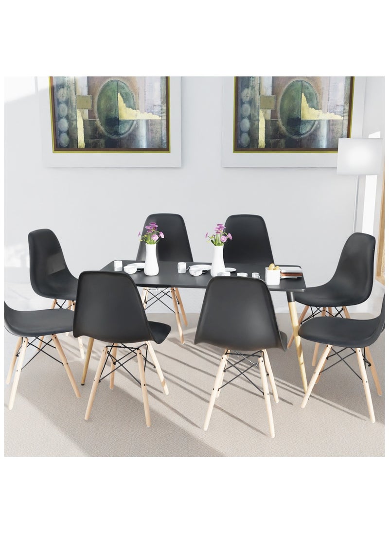 Mahmayi Mahmayi Cenare 9-Piece Dining Set for Kitchen, 160 X 80 Dining Table With 8 X DSW Plastic Dining Chair - Black  - Image 1