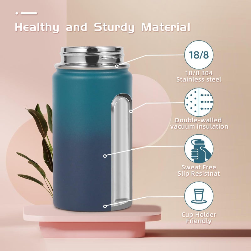 Volhoply 14oz KIds Stainless Steel Insulated Leakproof Bottles Water Bottle with Straw Lid and Silicone Boot,BPA-Free Easy Use for Boys&Girls,Double Wall Vacuum Bottles(Dark Night,1) - Image 3