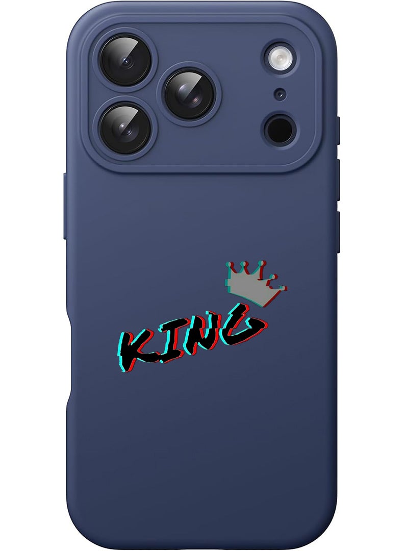 Theodor Protective Slim Fit Case Liquid Silicone Cover with Full Body Protection Anti-Scratch Shockproof Case For Apple iPhone 17 Pro Max (Blue) King - Black - Image 1