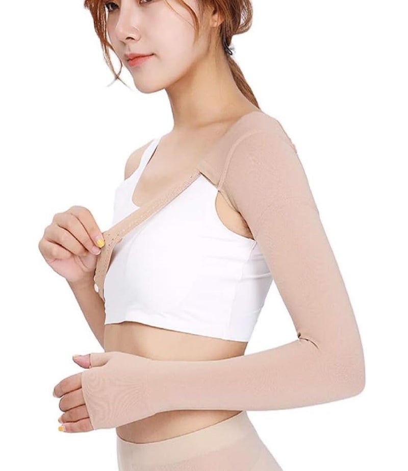 EZYFIT Medical Compression Arm Sleeves with Shoulder Strap and Support for Lymphedema | Graduated Compression - 20-30 mm/Hg | Post Mastectomy Sleeve for Lymphedema (LEFT HAND, LARGE) - Image 2