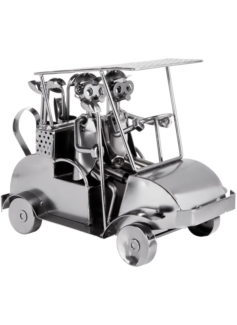 BRUBAKER BRUBAKER Nuts and Bolts Sculpture Golf Cart  Handmade Metal Man Figure Golf  94 Inches Art Figure with Bolts and Metal Pieces  Gift Idea for Golf Fans 