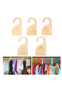 Excefore Wooden Baby Closet, 5pcs Cartoon Closet Dividers from 0 to 12 Month Baby Closet Organizers Hanging Baby Clothes Organizer Size Baby Clothes Organizer Dividers Infant Nursery Organizer for Home Clothes  - Image 2