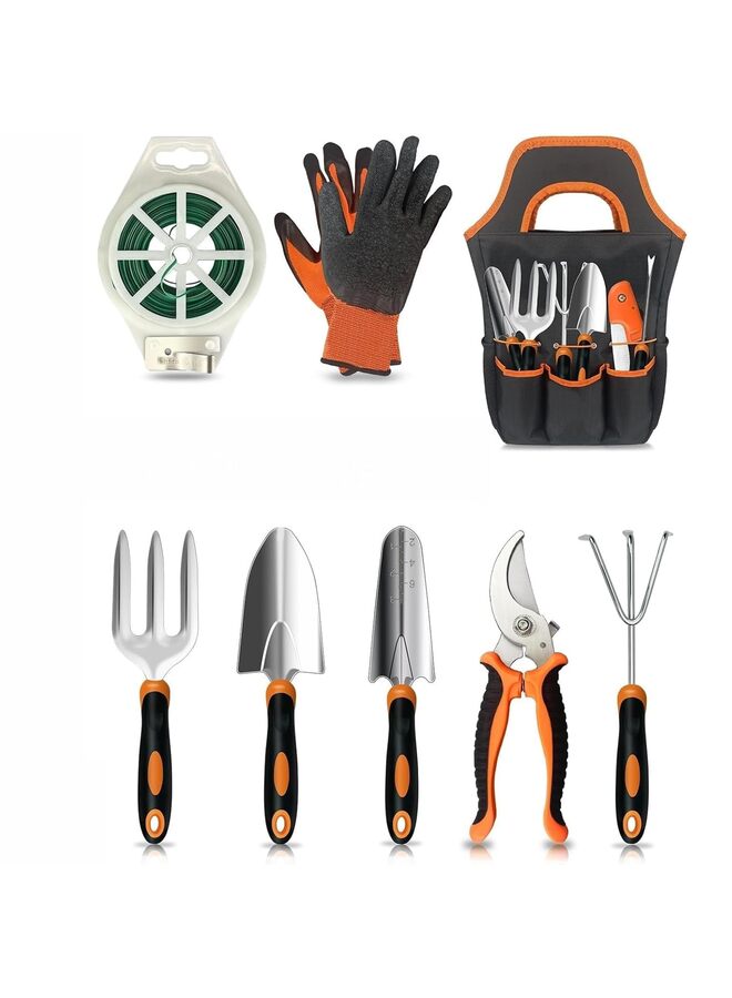 Gardening Tools,9PCS Stainless Steel Heavy Duty Garden Tool Set,Non-Slip Ergonomic Handle and Outdoor Garden Shovel with Storage Gardening Kit,Gardening Gifts for Women and Men - Image 1