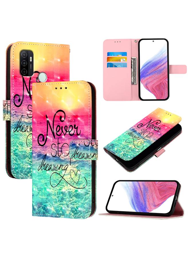 اس-توب جراب لهاتف OPPO A53s 4G / A33 2020 4G جراب هاتف جلدي أفقي برسومات ثلاثية الأبعاد - Image 1