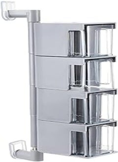 Generic Plastic wall mounted spieces storage contaiers with 4 spoons - grey clear 
