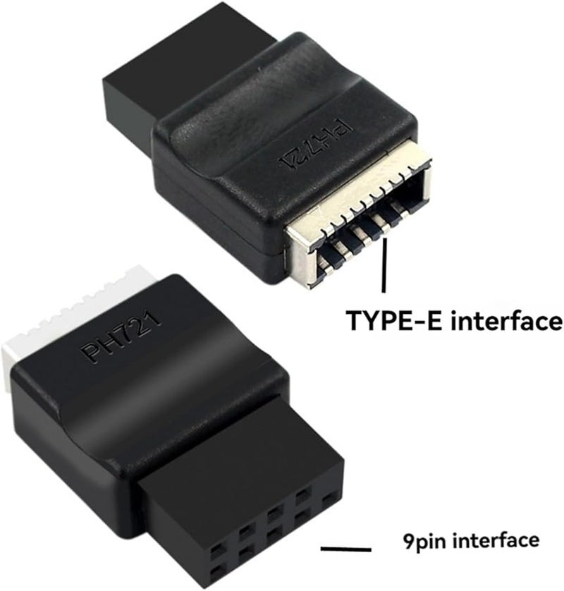 USB 2.0 9 Pin Male to Type E Female Motherboard Header Adapter 2 Pack - Image 3