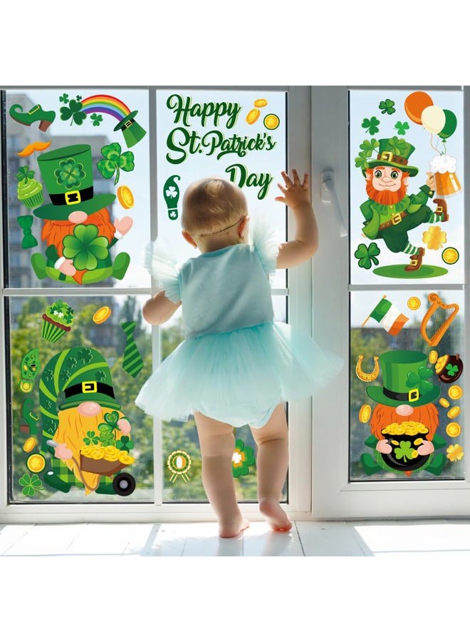 Whaline 18 Sheets St. Patrick's Day Valentine's Day Window Clings Pink Love Heart Tree Cute Gnome Green Shamrock Window Decals Window Decor for Home School Office Decor Party Supplies - Image 4