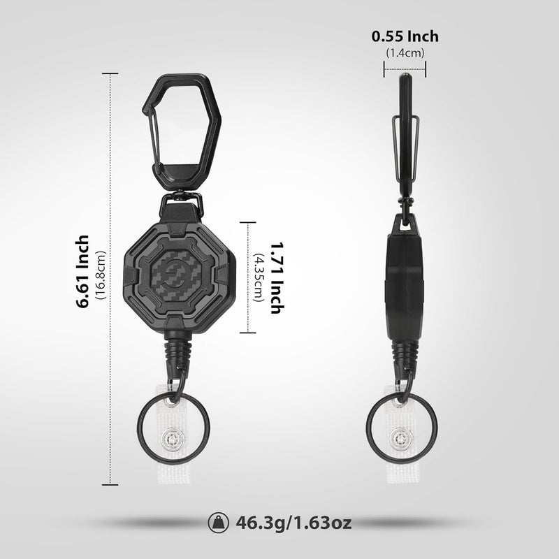 GADGET GEEKS The Ultimate Retractable ID & Keychain Carabiner â€“ Big Clip, 32â€ Steel Cord, Unbeatable Durability - Perfect for Office, School, Hospital, Construction, Recreation, 8oz, 2 Pack - Image 2