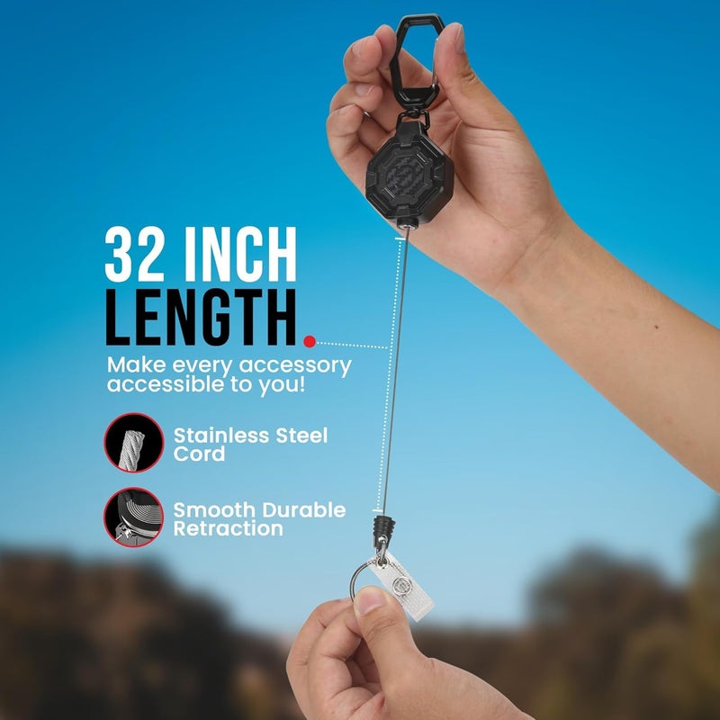GADGET GEEKS The Ultimate Retractable ID & Keychain Carabiner â€“ Big Clip, 32â€ Steel Cord, Unbeatable Durability - Perfect for Office, School, Hospital, Construction, Recreation, 8oz, 2 Pack - Image 3