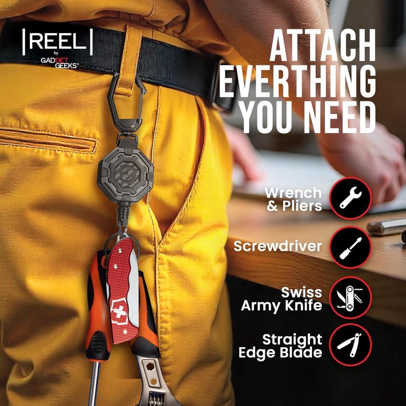 GADGET GEEKS The Ultimate Retractable ID & Keychain Carabiner â€“ Big Clip, 32â€ Steel Cord, Unbeatable Durability - Perfect for Office, School, Hospital, Construction, Recreation, 8oz, 2 Pack - Image 5