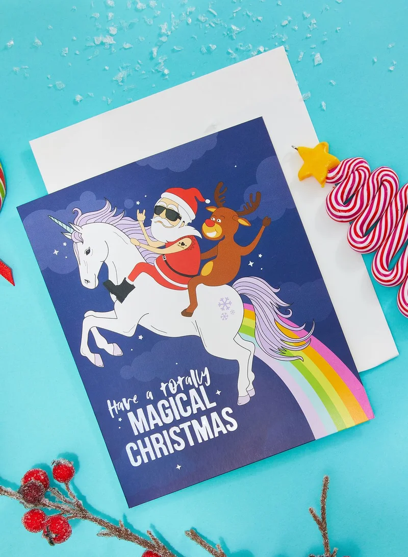 Typo Unicorn Bad Santa Christmas Card