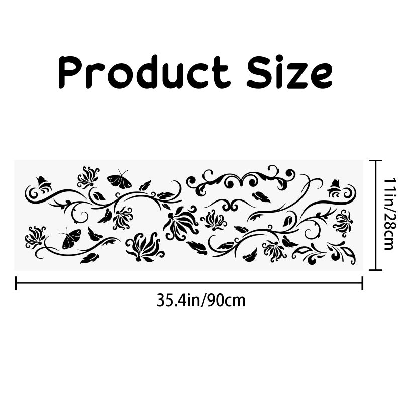 PLIGREAT Black Flowers Vines Wall Stickers, Butterfly Wall Decals, Removable Vinyl Walls Sticker for Nursery Bedroom Living Room Walls Decorations Home Indoor Art Decor Window Decor - Image 2