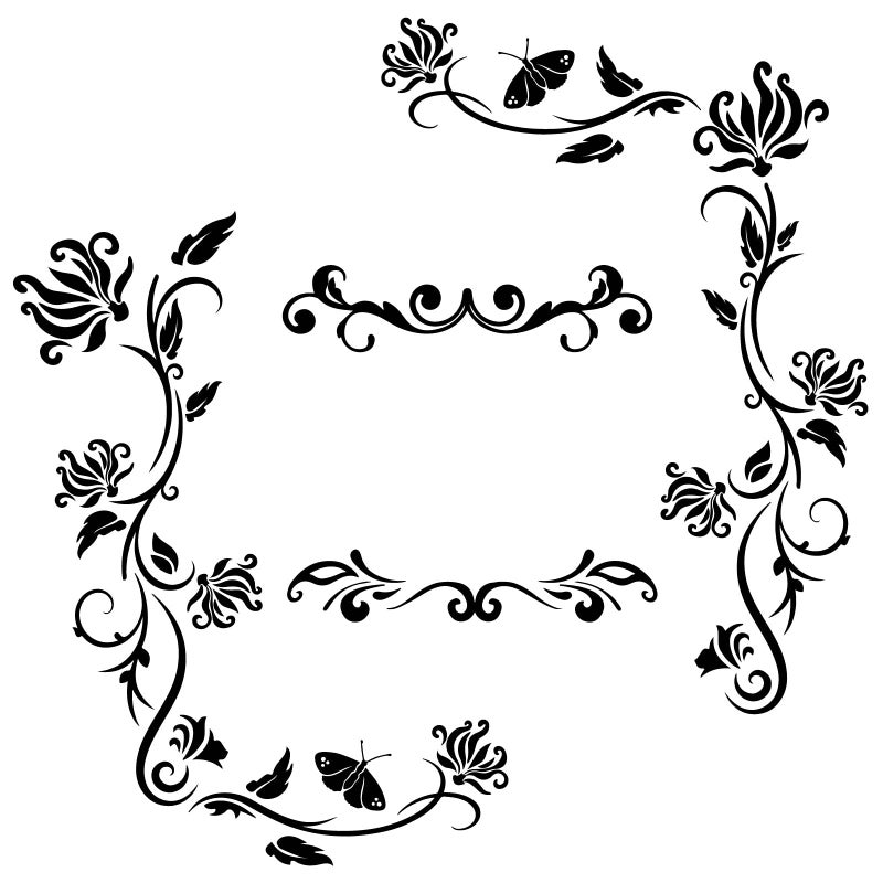 PLIGREAT Black Flowers Vines Wall Stickers, Butterfly Wall Decals, Removable Vinyl Walls Sticker for Nursery Bedroom Living Room Walls Decorations Home Indoor Art Decor Window Decor - Image 1