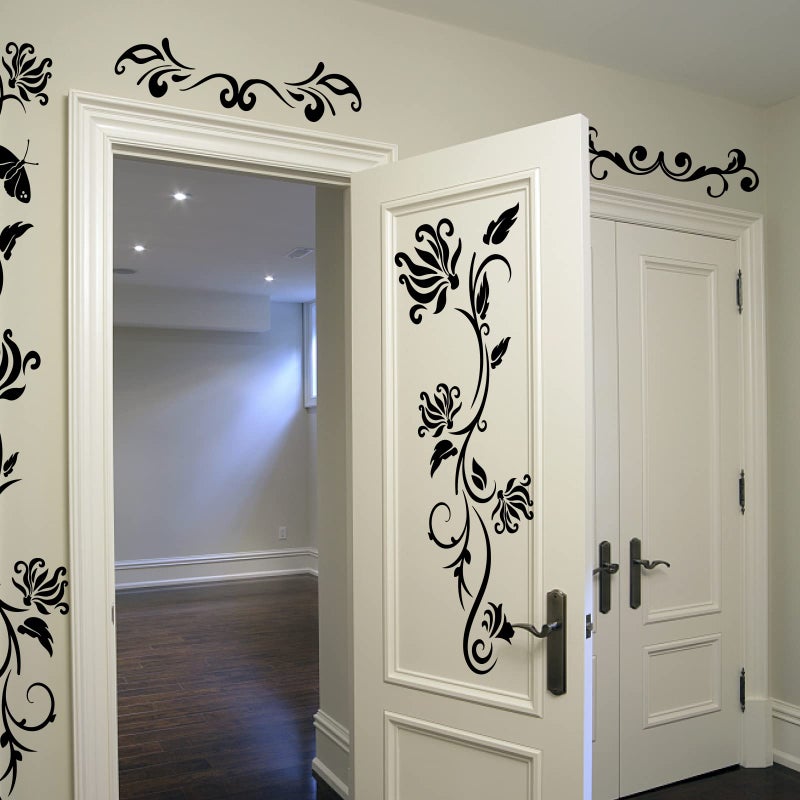 PLIGREAT Black Flowers Vines Wall Stickers, Butterfly Wall Decals, Removable Vinyl Walls Sticker for Nursery Bedroom Living Room Walls Decorations Home Indoor Art Decor Window Decor - Image 4