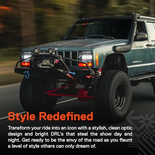 ONLINE LED STORE TRUE MODS 7x6 5x7 H6054 Black LED Headlights H4 2B1 Sealed Beam Replacement Head Lamp for Jeep Wrangler YJ Cherokee XJ Chevy Express Ford Econoline Van GMC Savana Nissan D21 Toyota Pickup Trucks Cars - Image 3