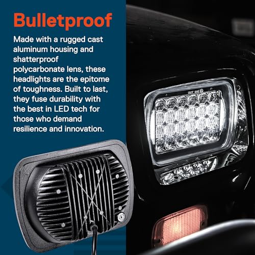 ONLINE LED STORE TRUE MODS 7x6 5x7 H6054 Black LED Headlights H4 2B1 Sealed Beam Replacement Head Lamp for Jeep Wrangler YJ Cherokee XJ Chevy Express Ford Econoline Van GMC Savana Nissan D21 Toyota Pickup Trucks Cars - Image 4