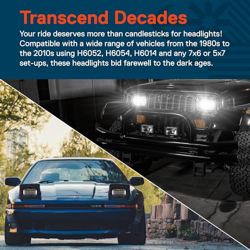 ONLINE LED STORE TRUE MODS 7x6 5x7 H6054 Black LED Headlights H4 2B1 Sealed Beam Replacement Head Lamp for Jeep Wrangler YJ Cherokee XJ Chevy Express Ford Econoline Van GMC Savana Nissan D21 Toyota Pickup Trucks Cars - Image 5