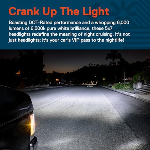 ONLINE LED STORE TRUE MODS 7x6 5x7 H6054 Black LED Headlights H4 2B1 Sealed Beam Replacement Head Lamp for Jeep Wrangler YJ Cherokee XJ Chevy Express Ford Econoline Van GMC Savana Nissan D21 Toyota Pickup Trucks Cars - Image 2