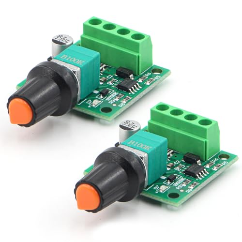 RioRand Ver.2.0 Premium PWM DC Motor Speed Controller 1803BK | 1.8V-12V Max 15V 2A with Self-Recovery Fuse & On/Off Switch for DIY Electronics Low Voltage LED Dimming 2PCS - Image 1