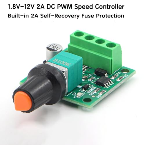 RioRand Ver.2.0 Premium PWM DC Motor Speed Controller 1803BK | 1.8V-12V Max 15V 2A with Self-Recovery Fuse & On/Off Switch for DIY Electronics Low Voltage LED Dimming 2PCS - Image 4
