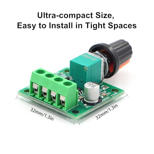 RioRand Ver.2.0 Premium PWM DC Motor Speed Controller 1803BK | 1.8V-12V Max 15V 2A with Self-Recovery Fuse & On/Off Switch for DIY Electronics Low Voltage LED Dimming 2PCS - Image 2
