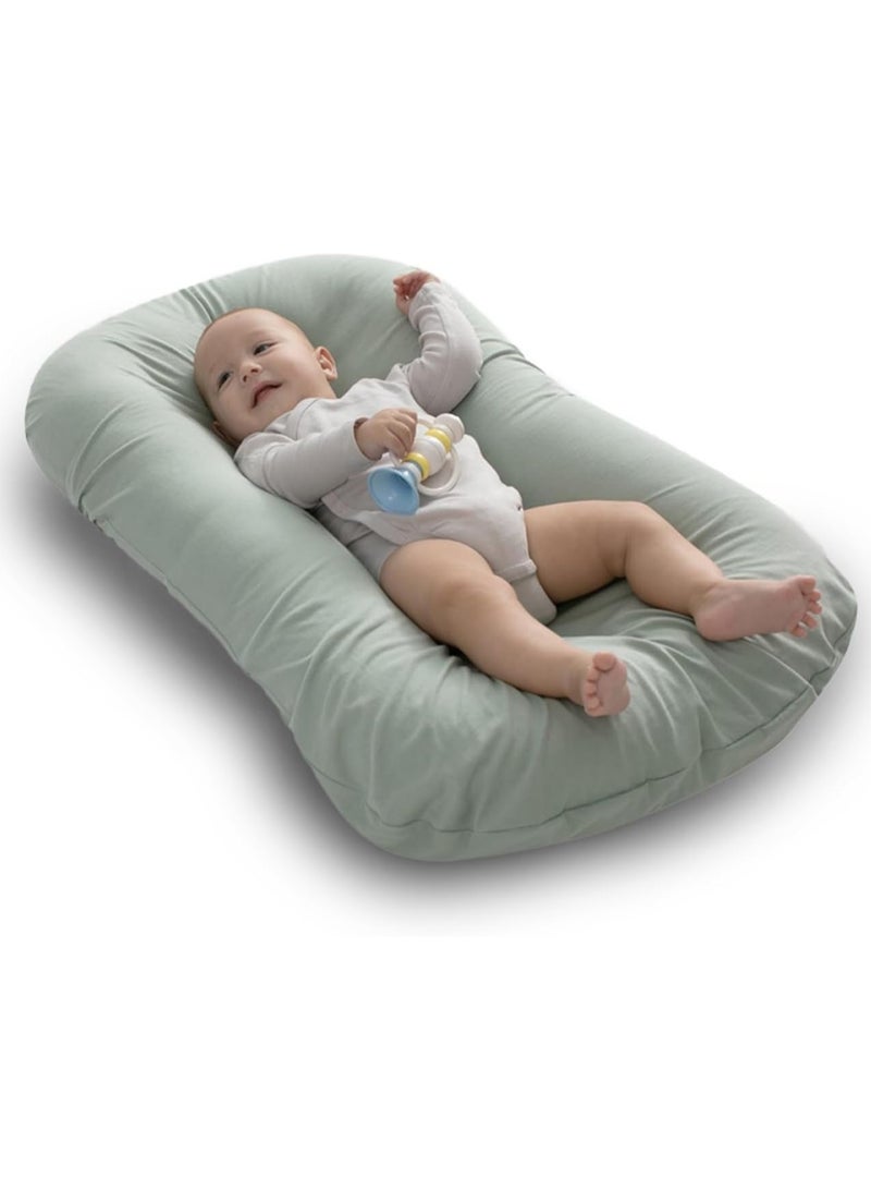 Baby Nest for Newborn 0-12 Month Baby Nest Cover with 100% Cotton Muslin Cover Portable Nest Sleeper Cover for Infant Breathable & Natural Baby Lounger (Light Green) - Image 1