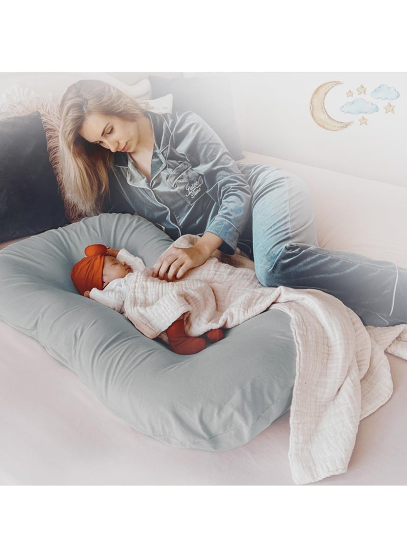 Baby Nest for Newborn 0-12 Month Baby Nest Cover with 100% Cotton Muslin Cover Portable Nest Sleeper Cover for Infant Breathable & Natural Baby Lounger (Light Green) - Image 2
