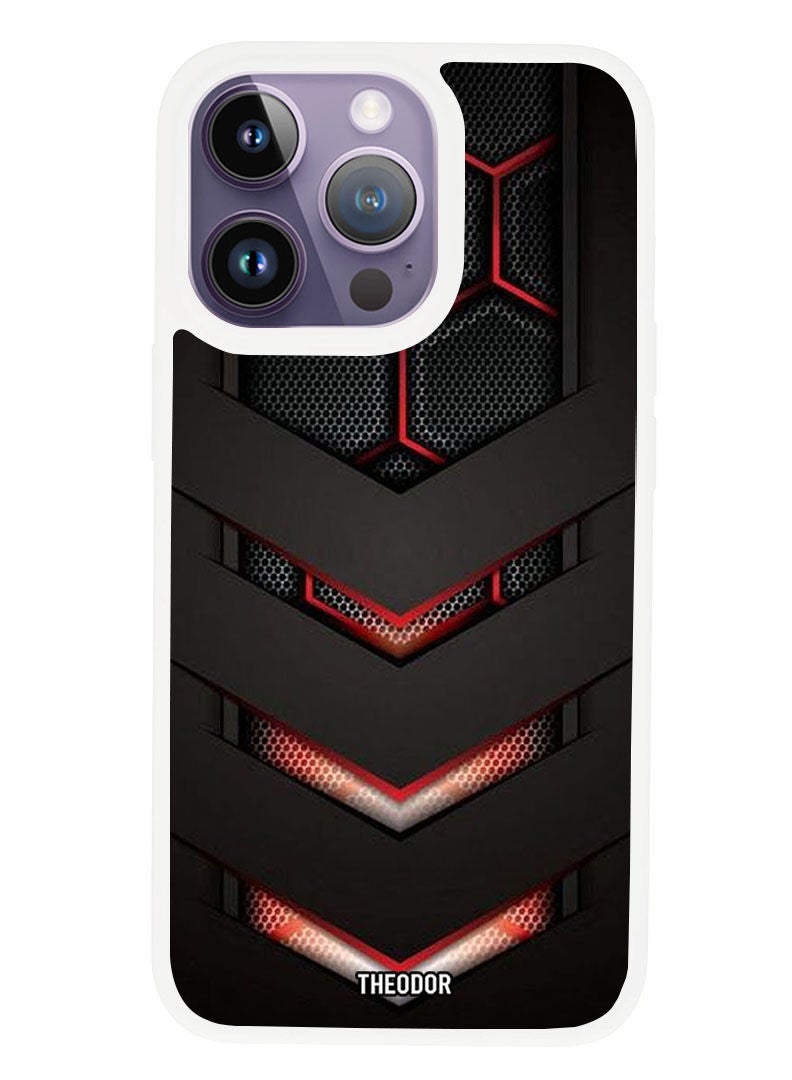 Theodor Protective Case Anti Scratch Shock Proof Cover For APPLE IPHONE 14 PRO MAX red & black (White Bumper) - Image 1